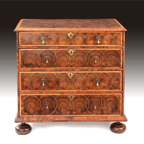 A Superb William & Mary Period Oyster Veneered Chest