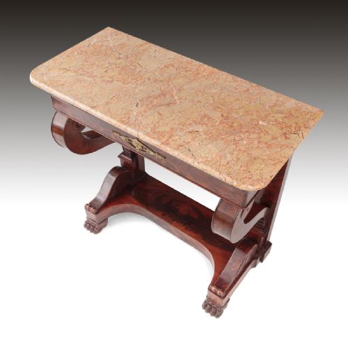 A FIGURED MAHOGANY FRENCH CONSOLE OR PIER TABLE - ADDITIONAL PHOTO 1