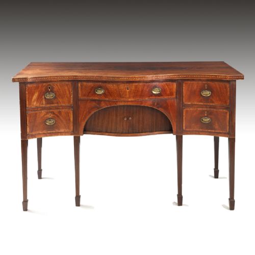 A GEORGE III SERPENTINE SIDEBOARD OF GREAT COLOUR - ADDITIONAL PHOTO 2