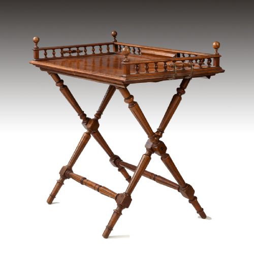 An Unusual 19th Century Walnut Butlers Tray on Stand