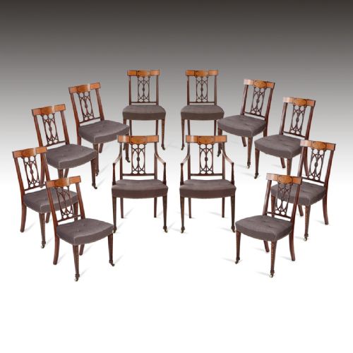 A Quality Set of Twelve Large 19th Century Dining Chairs