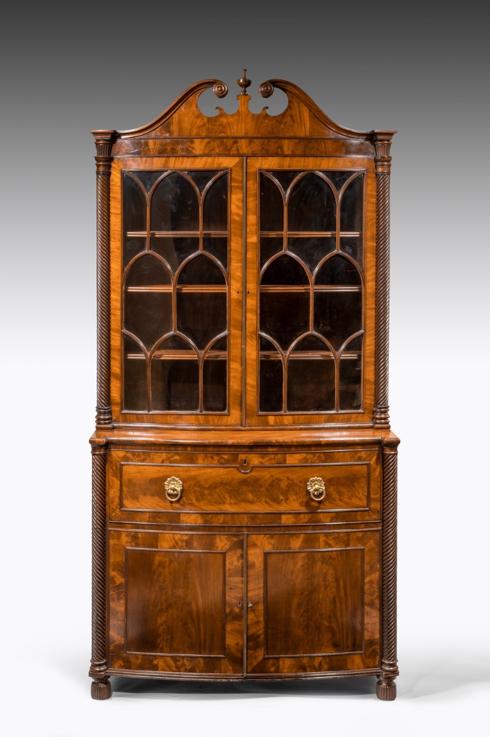 A Superb Quality Regency Bow Front Secretaire Bookcase 