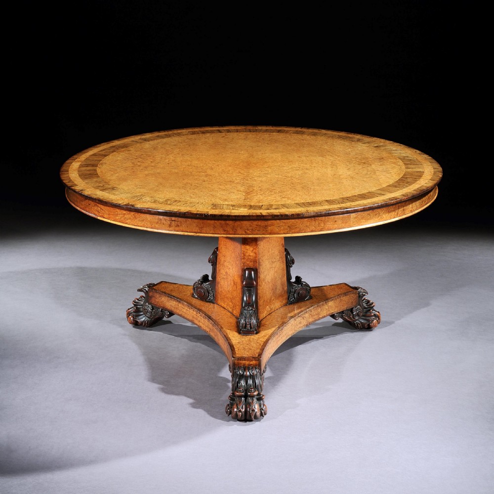 A Fabulous Regency Period Amboyna Centre Table  