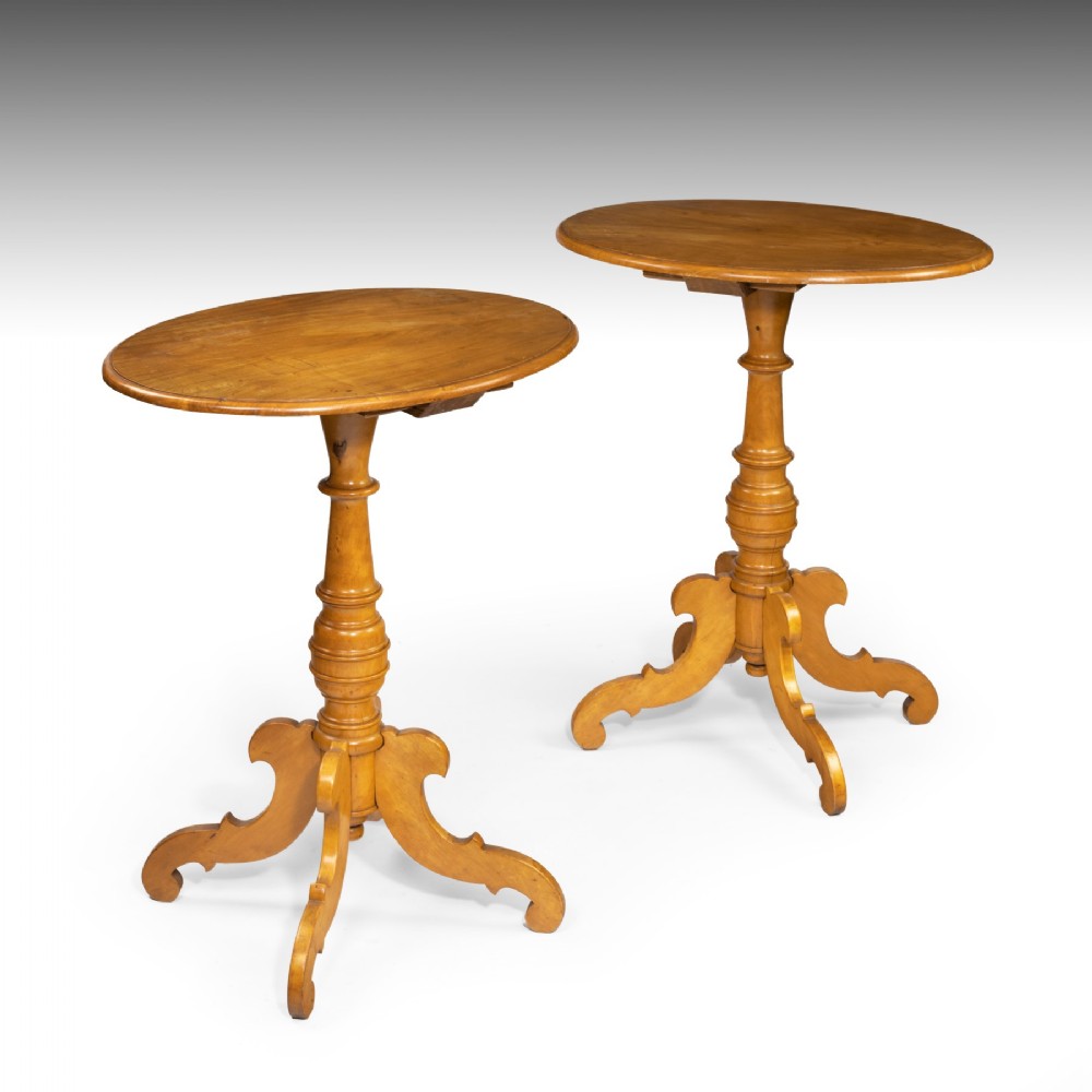 A Pair Of Baltic Satin Birch Occasional Tables