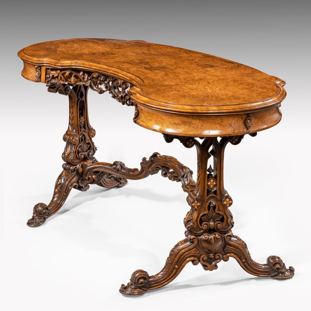 A superb exhibition quality Victorian walnut writing or dressing table