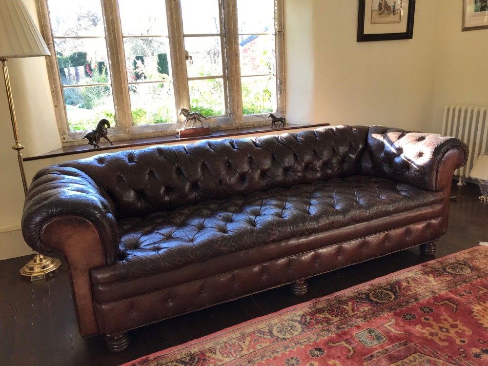 A VERY Large 19th Century Leather Buttoned Chesterfield