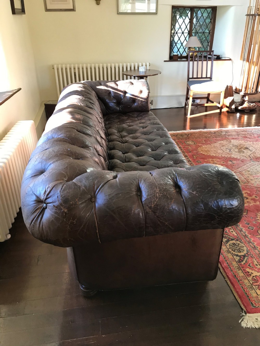 A VERY Large 19th Century Leather Buttoned Chesterfield View III