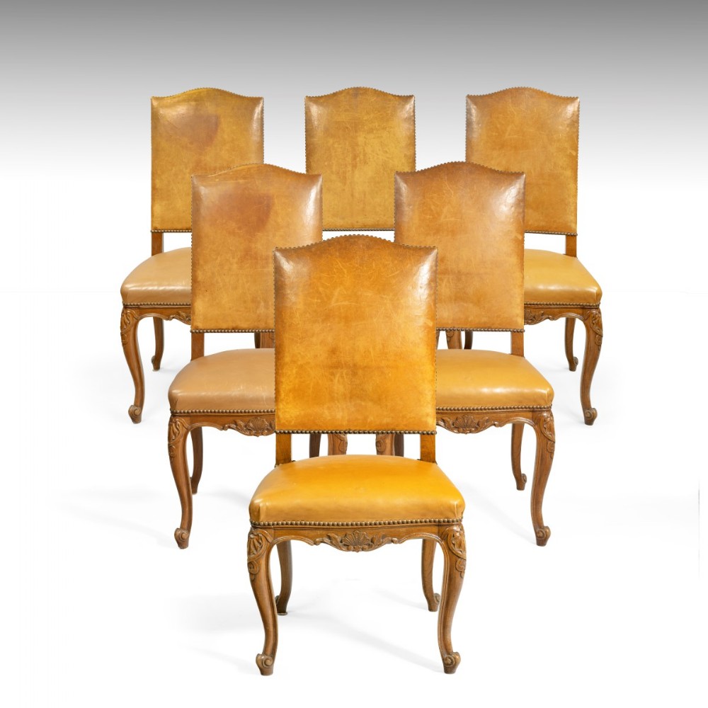 A Set Of Six 19th Century French Leather Upholstered Chairs