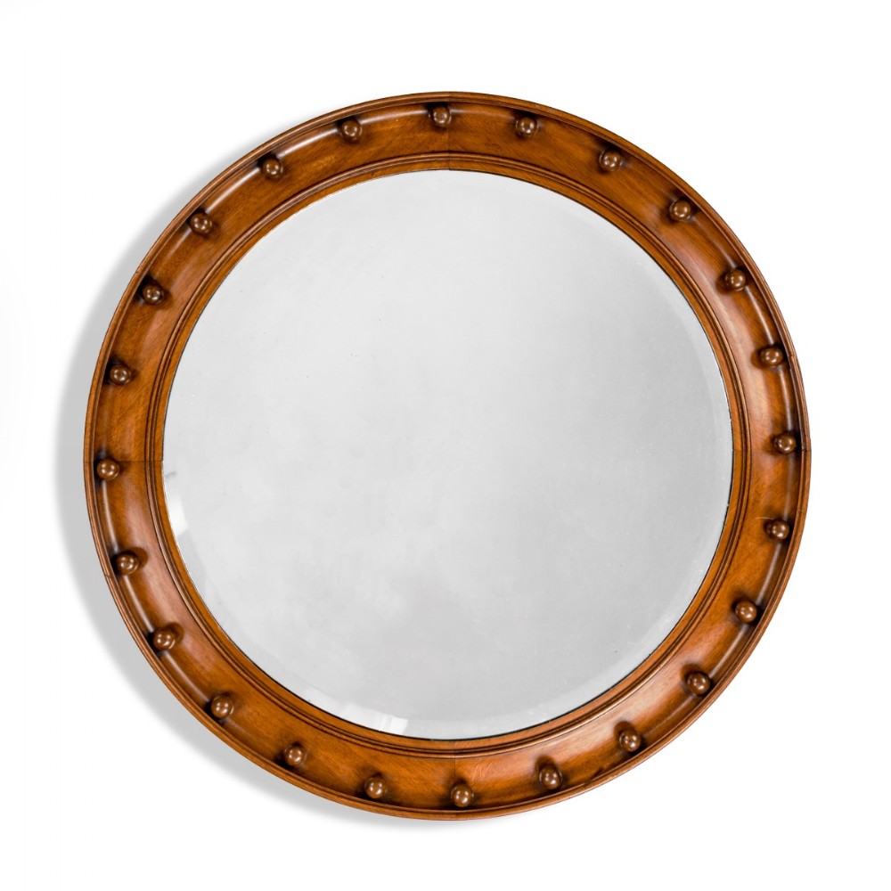 An Unusual Art Deco Period Round Mahogany Mirror