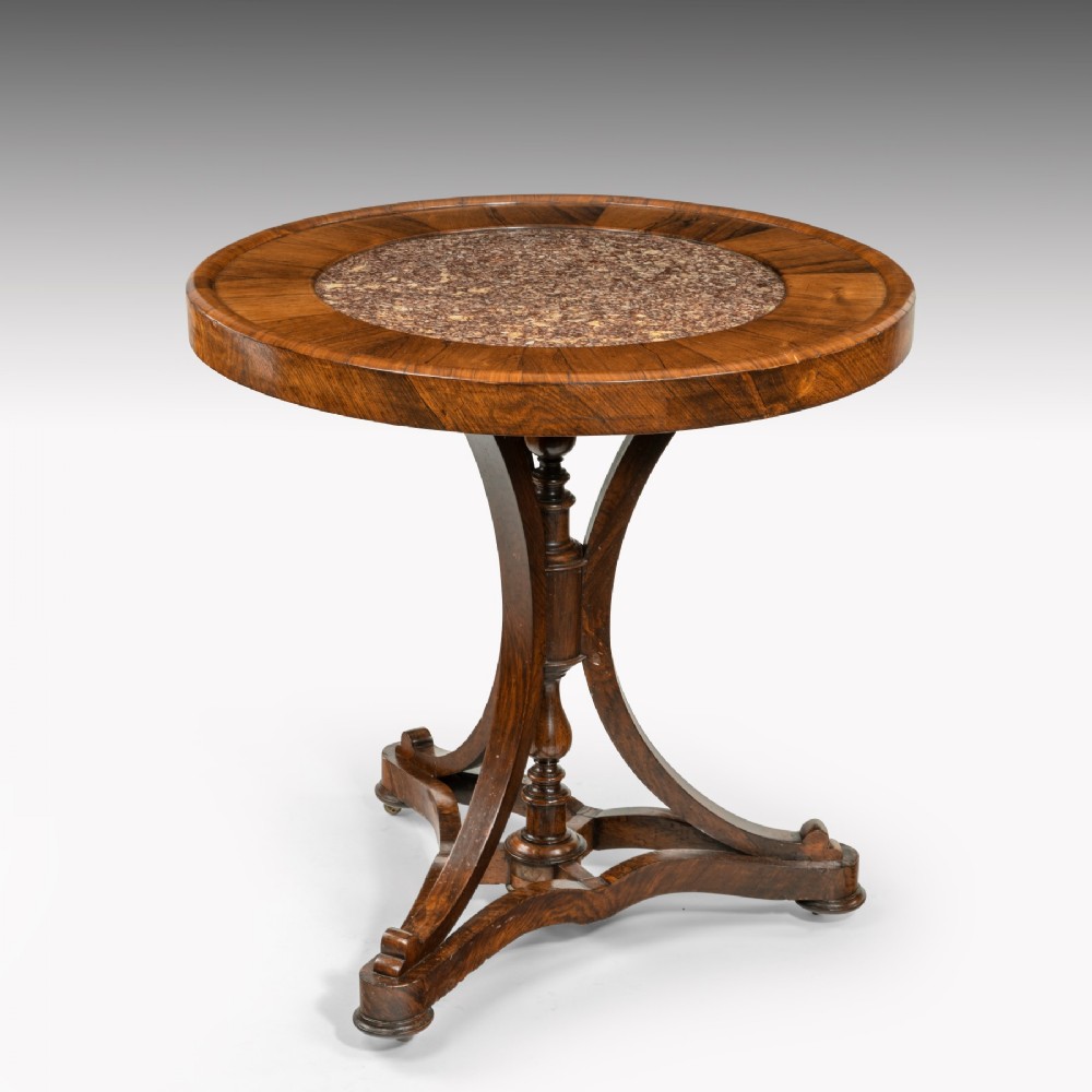 An Unusual Early 19th Century Italian Rosewood & Marble Gueridon Table