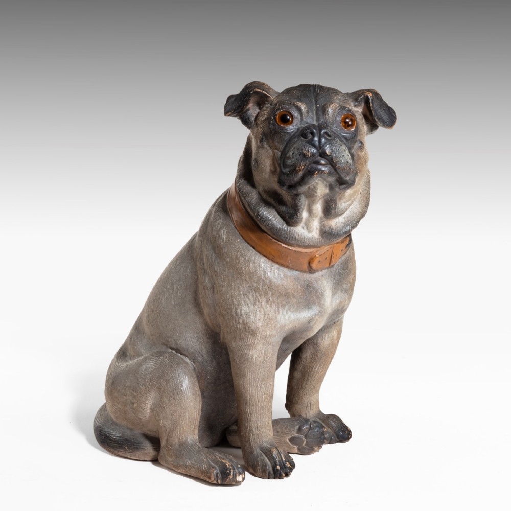 An Austrian Cold Painted Terracotta Pug Dog