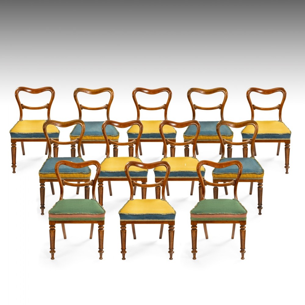 A Long Set Of TWELVE Late Regency Period Century Dining Chairs
