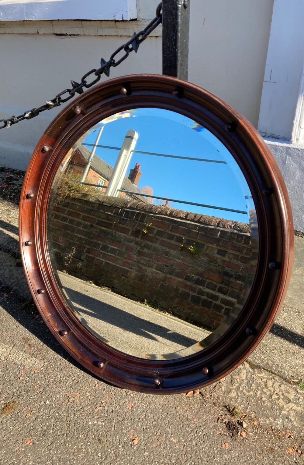 A Stylish 1930's Round Mahogany Mirror