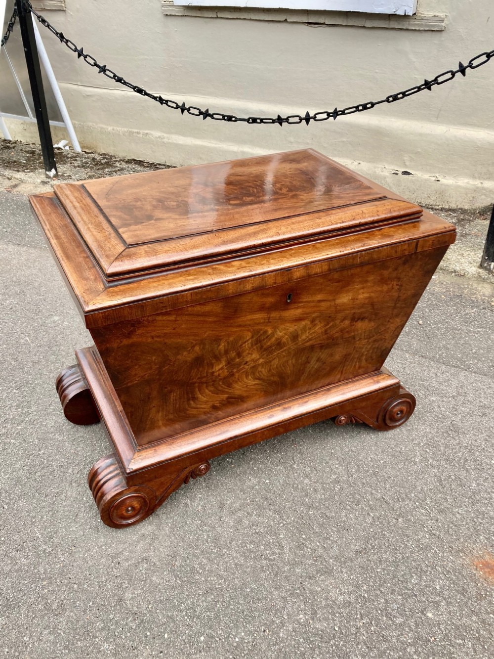 A Regency Period Figured Mahogany Cellaret