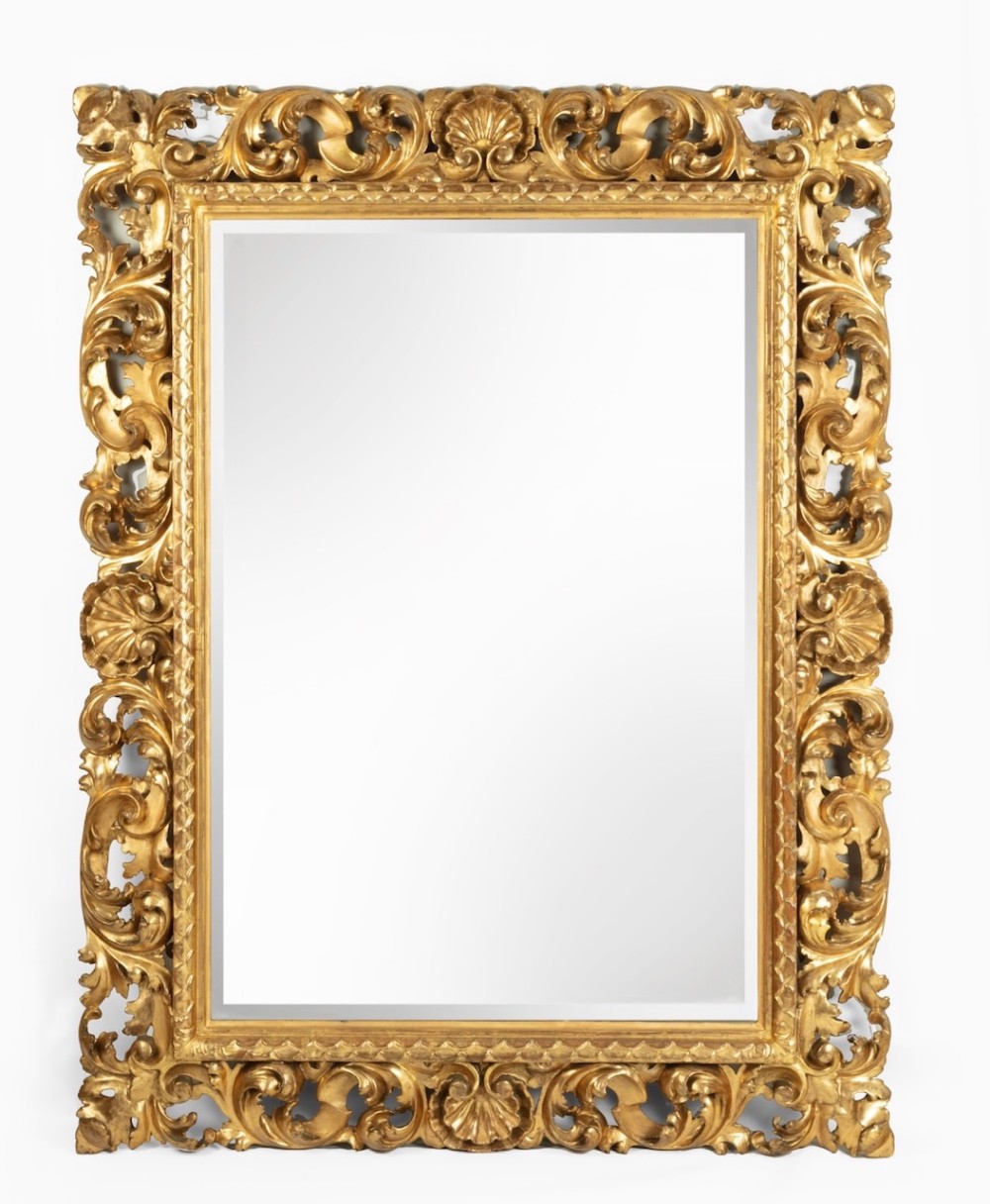 An Unusually Large 19th Century Italian Carved Wood & Gilded Mirror