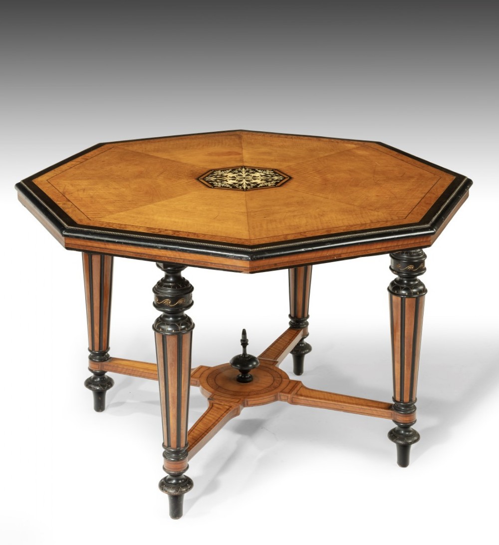 A Victorian Period Octagonal Satinwood Centre Table 
