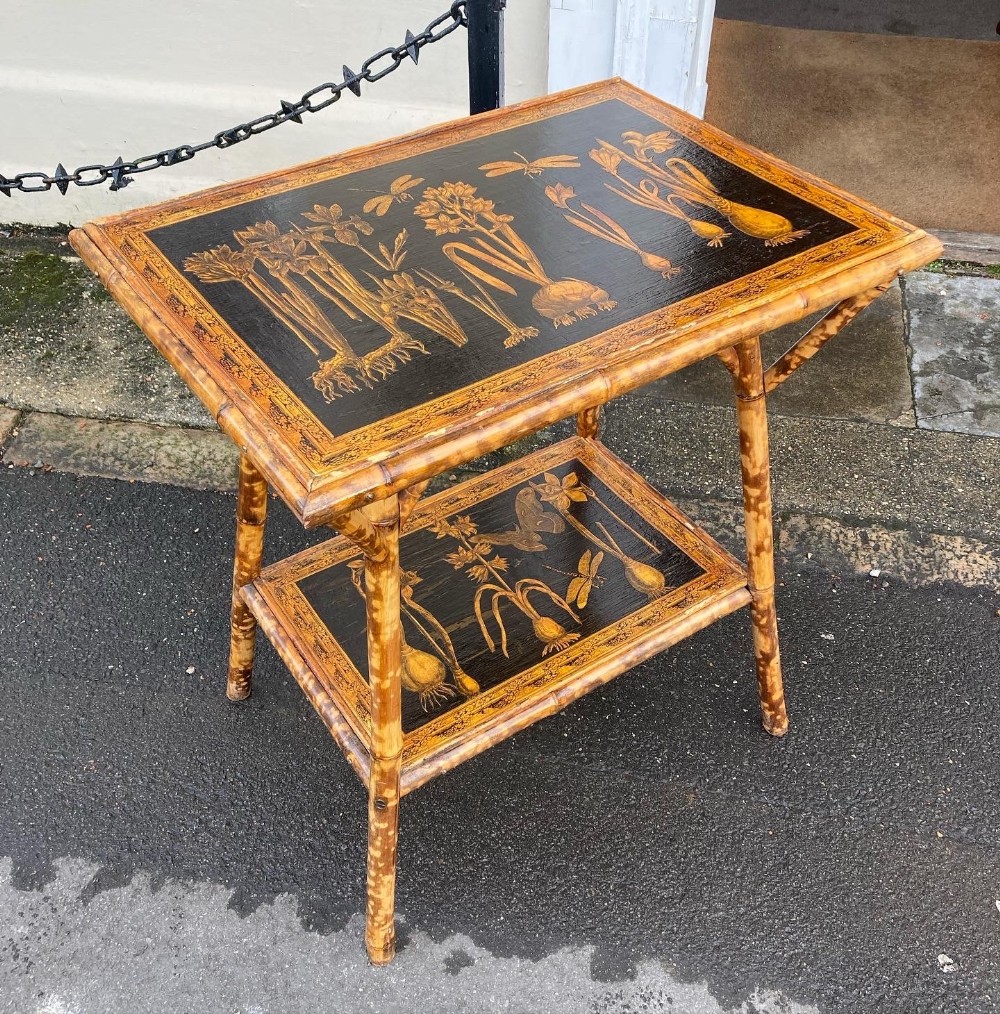 A Late 19th Century Bamboo Decoupage Table