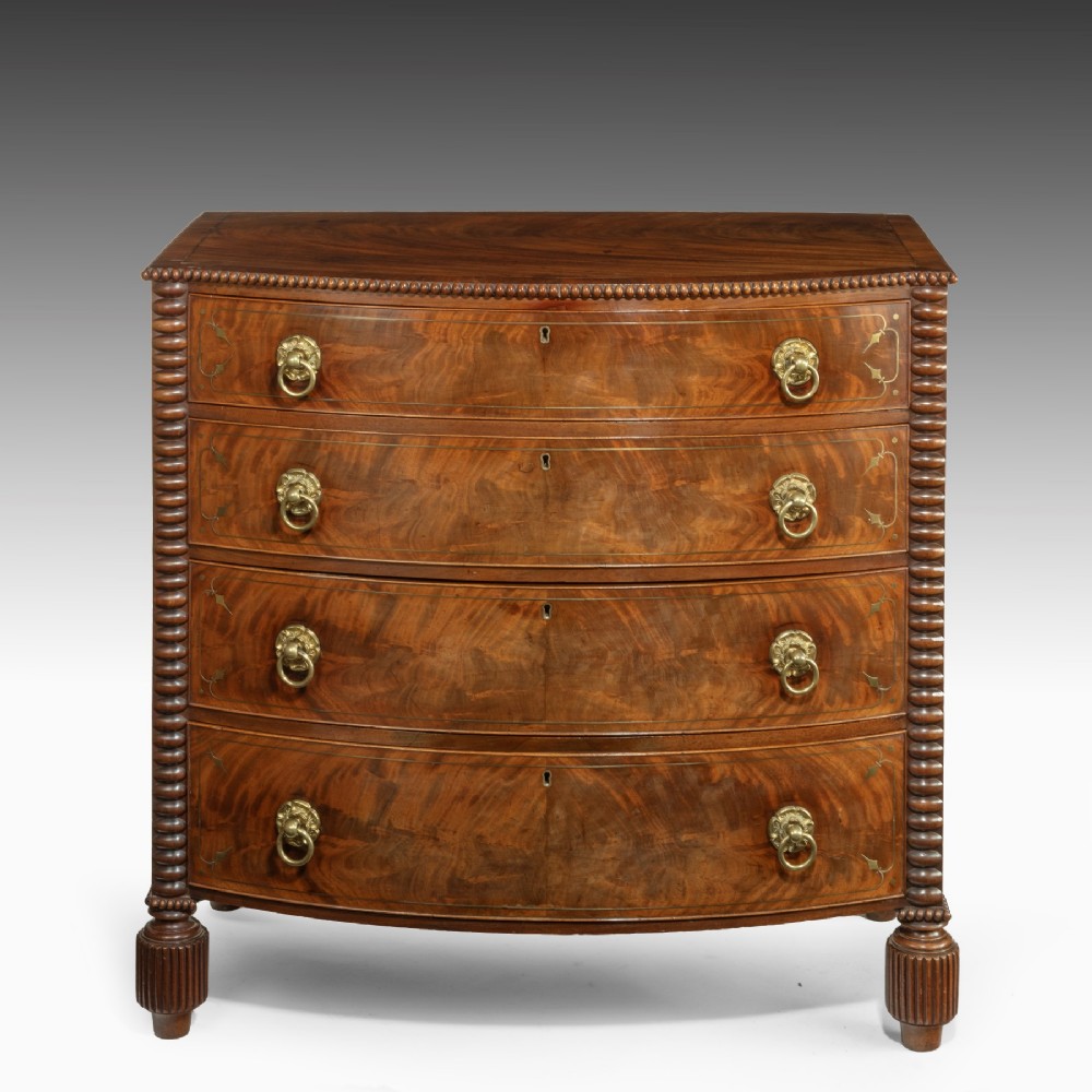 A Regency Period Well Figured Mahogany Chest Of Drawers. Possibly Scottish