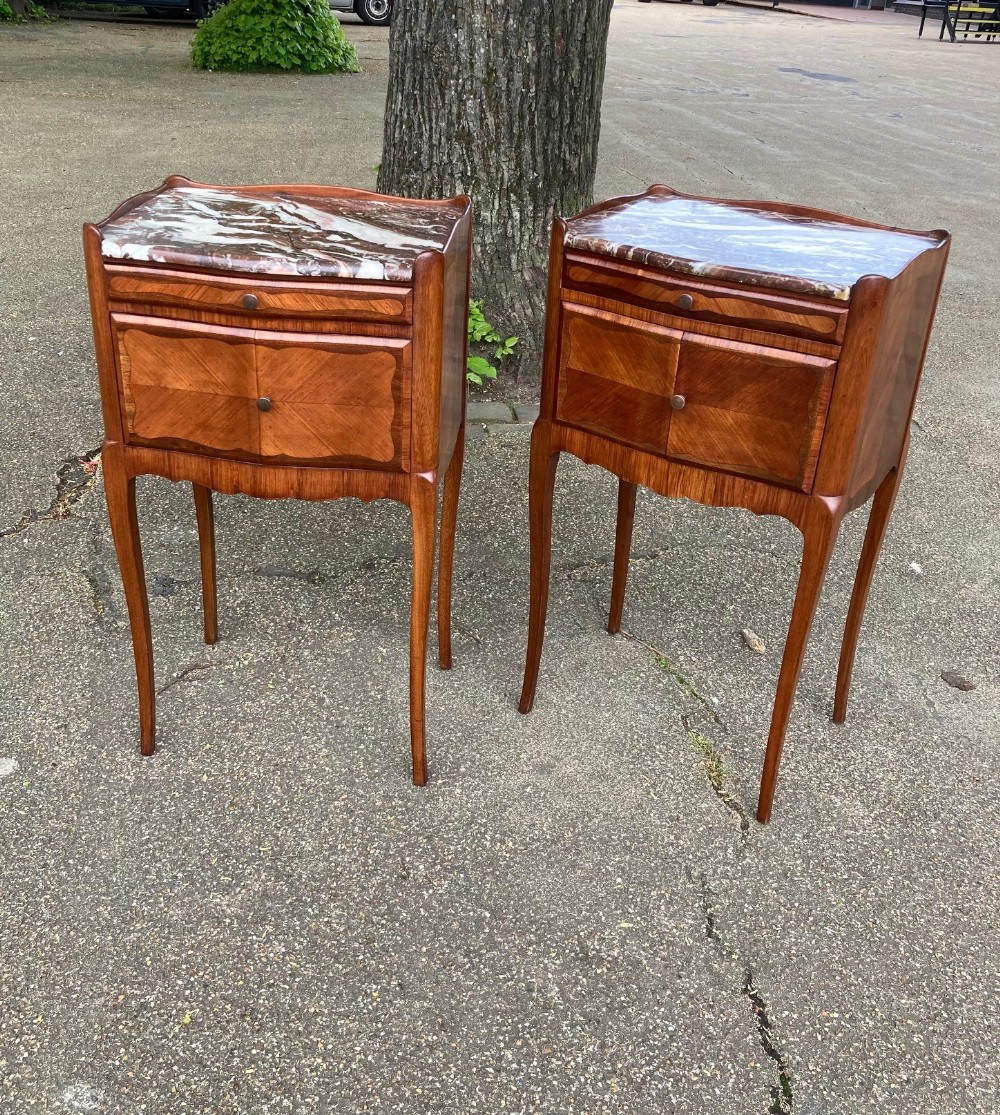 A Pair Of 19th Century Tulipwood Bedside Tables