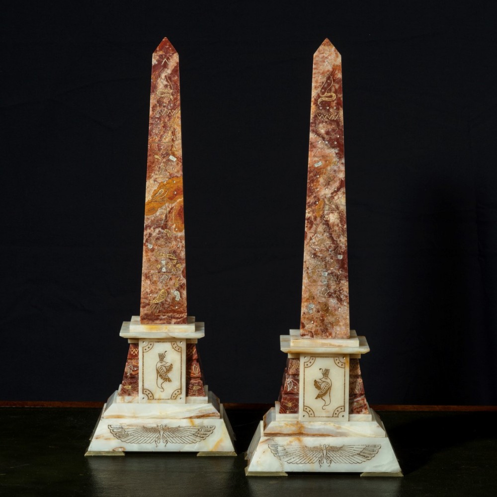 A Fabulous Large Pair Of Art Deco Obelisks  
