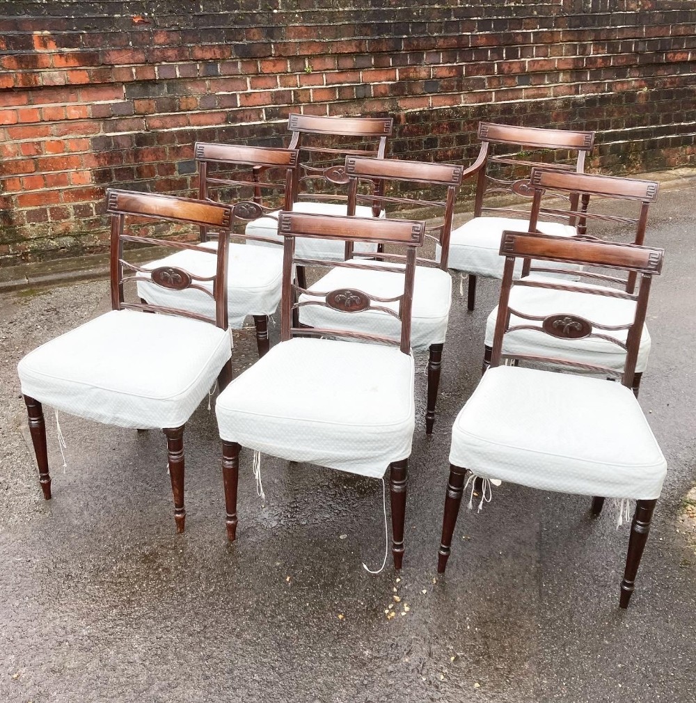 A Set Of Eight Sheraton Period  Dining Chairs 