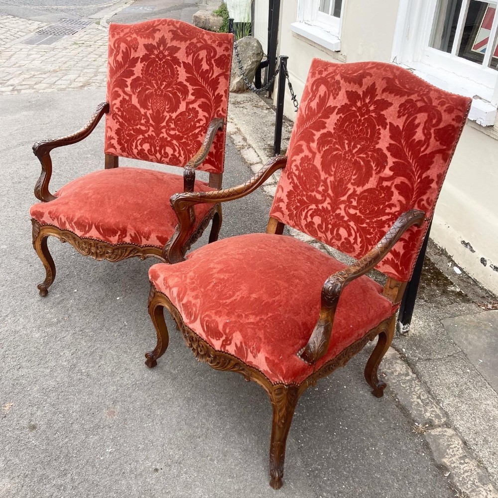 A Pair Of 19th Century French Walnut Armchairs