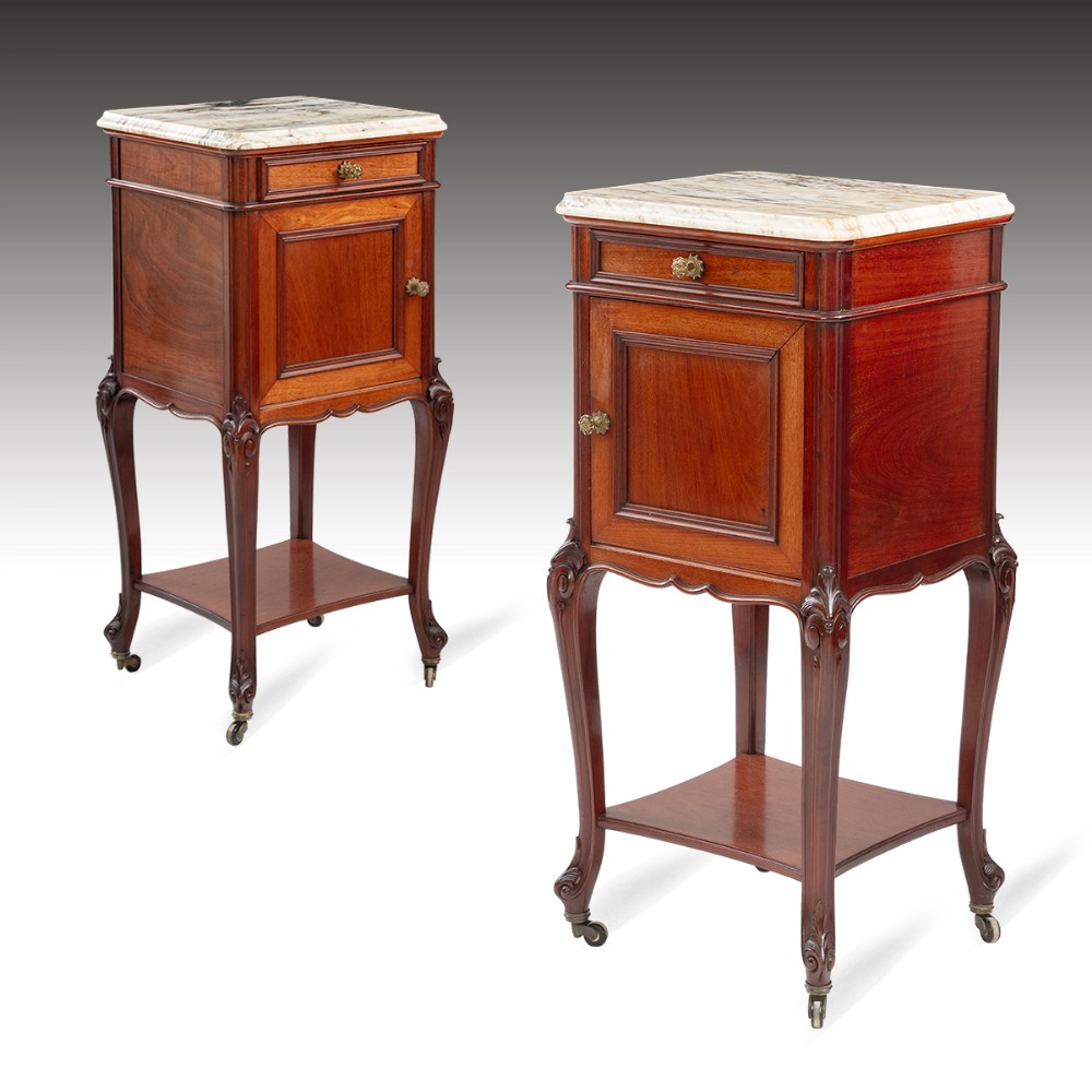 A Pair Of 19th Century French Bedside Tables Of Excellent Quality