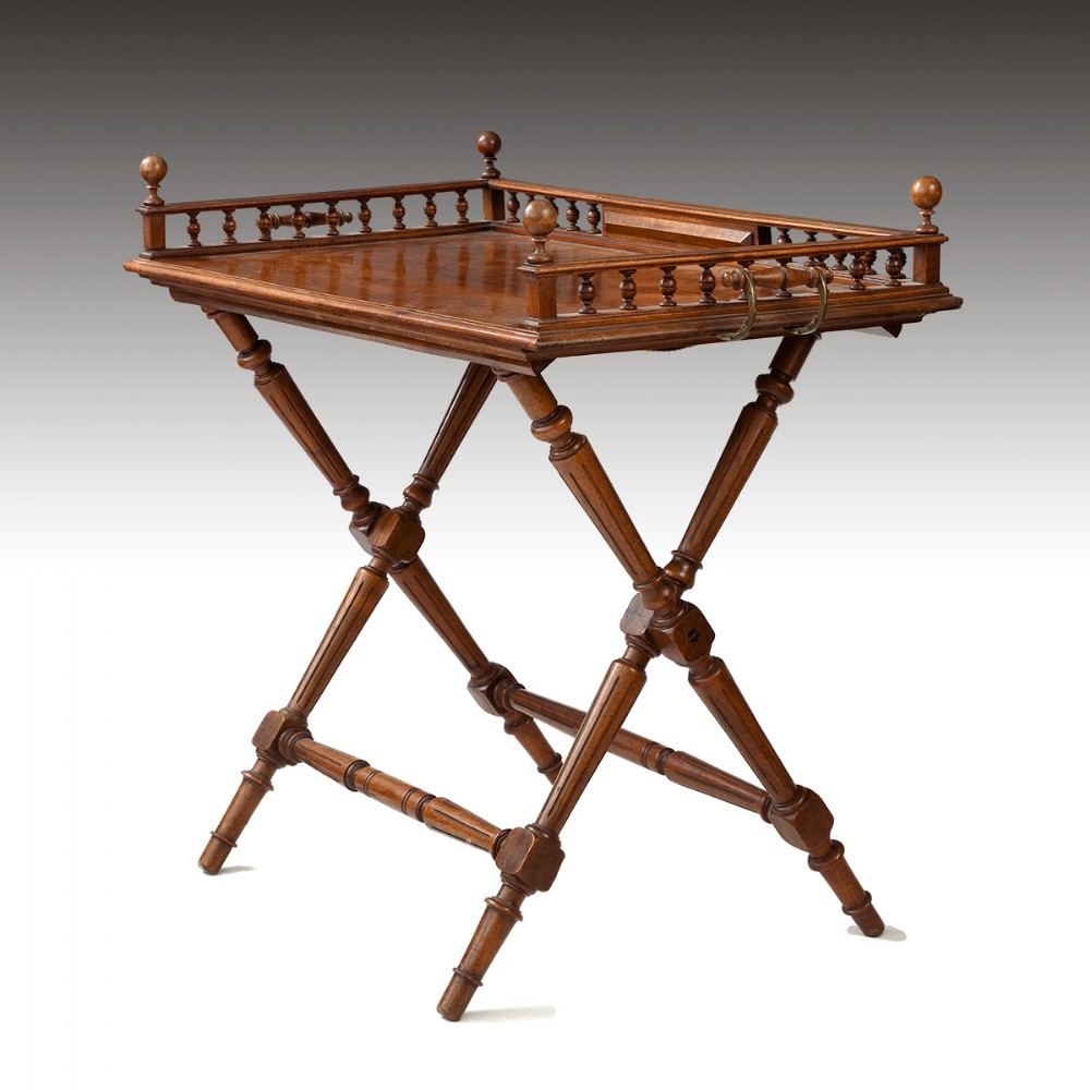 An Unusual 19th Century Walnut Butlers Tray On Stand