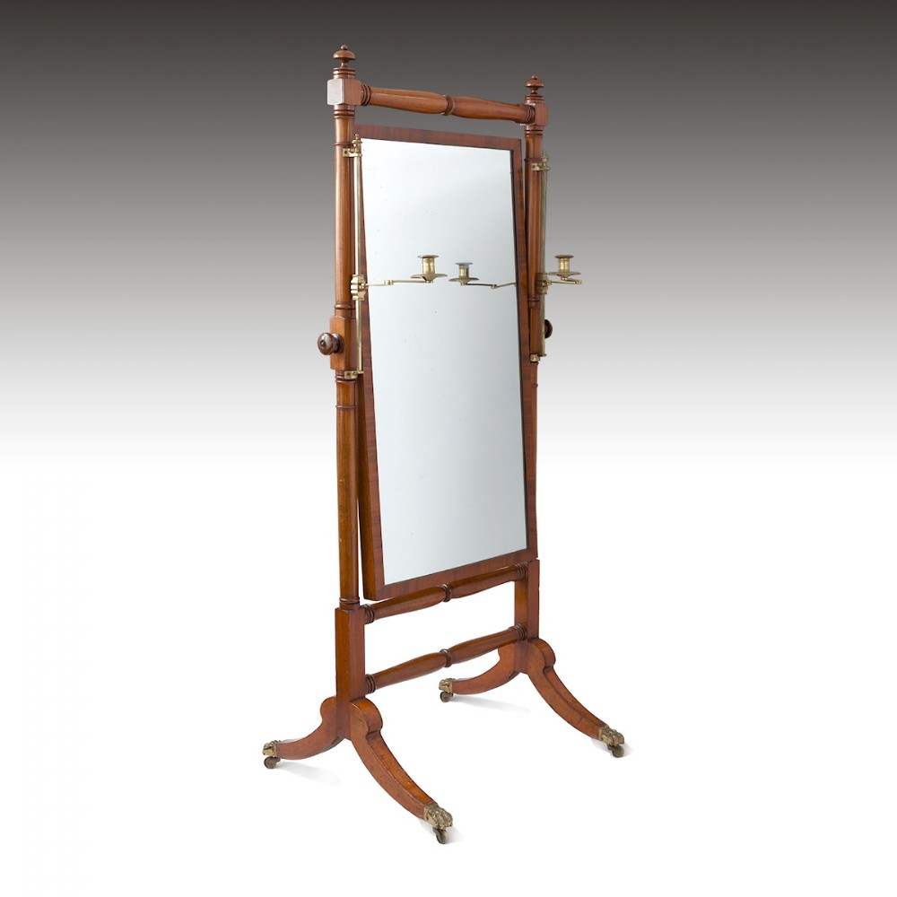 A Large Regency Period Country House Cheval Mirror In The Manner Of Gillow