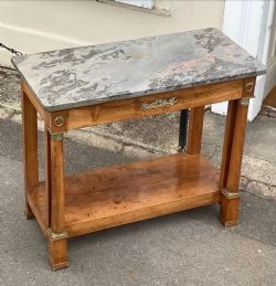 A 19TH CENTURY FRENCH CONSOLE TABLE WITH GREAT COLOUR