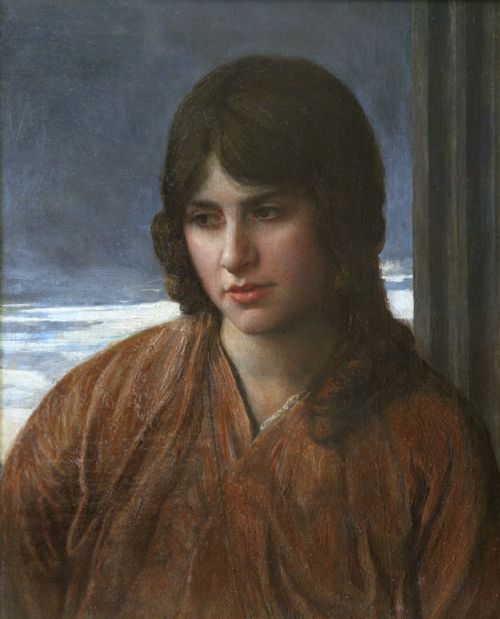 fig 1. Pre-Raphaelite portrait by Henry Mawdsley N.S.A., A.R.C.A. (Born 1878)
