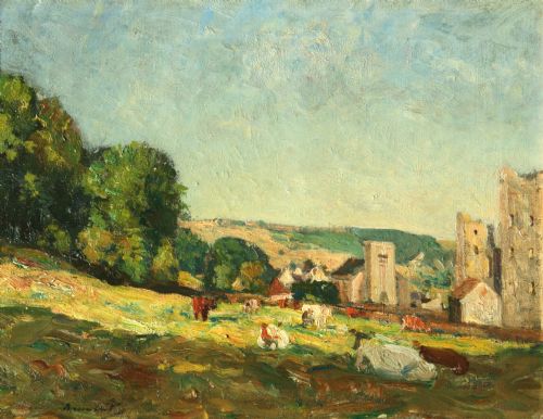 Oil of 'Castle Bolton' by Reginald Grange Brundrit