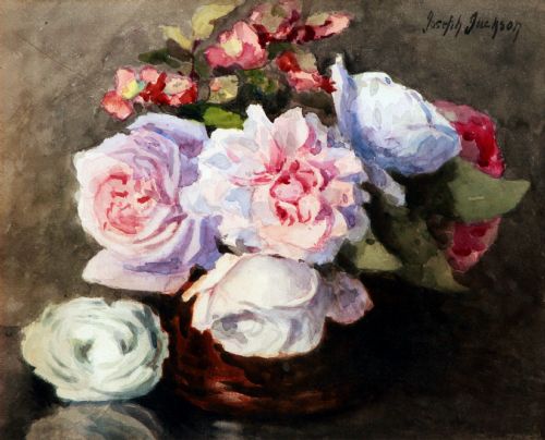 fig 1. A pair of watercolours of 'Roses' by Joseph Jackson (1858-1922)