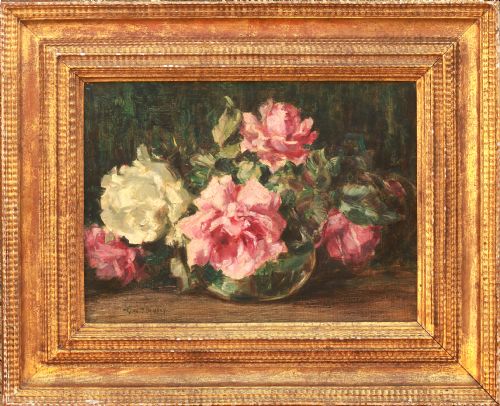 Still Life Oil of 'Primulas' by Elsie May Dawson (Mrs. Elsie May Robson) (Exh. 1920-1959)