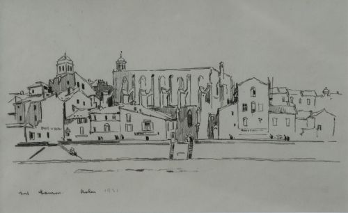 Pencil Drawing by Fred Lawson (1888-1968)- 'Arles' 1921