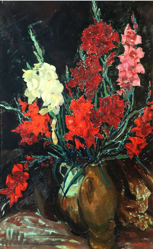 Large Still Life Oil by James Arundel (1875-1960) of 'Gladioli' 
