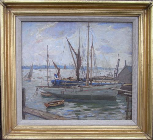 fig 1. Oil by Percy Morton Teasdale R.CAM.A. (1870-1961) of 'Yachts on the Solent, Isle of Wight'