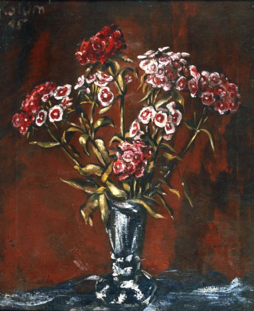 fig 1. A lovely still life by Colum Robert Gore-Booth (1913-1959) of 'Sweet Williams in a Vase'