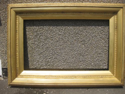 24" X 40". Large Heavy Reeded Gilt Victorian Frame/ Mirror with Egg & Dart. Circa 1880.