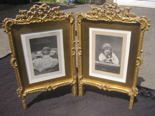 Lovely Rare Antique Gilt Gold Leaf Diptych Picture/photo Frames with Great Quality Photos. Photography by Alice Mary Hughes (1857–1939).