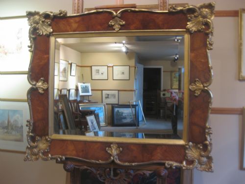 A Stunning Late 18th Century/ Early 19thc Oyster Veneered, Gilt and Gesso Mirror with Acanthus Scrolls.
with Bevelled Edge Mirror.