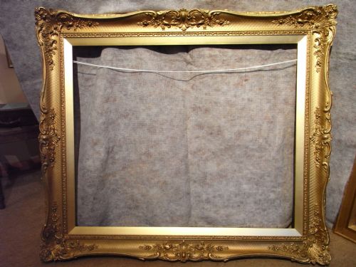 A Good Large 19c Victorian 30" X 37" Gold Swept Rococo Picture Frame or Mirror.
