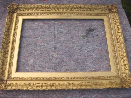 Large (24" X 36") Mid 19th Century Victorian Gilt Gold Leaf Wood and Gesso Picture Frame/ Mirror