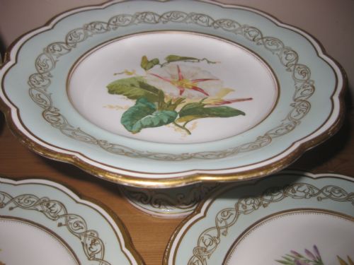 fig 2. Lovely Antique 19th Century Davenport Longport Botanical Floral Dessert Service.