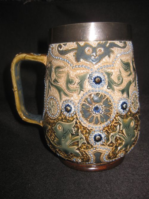 Superb Doulton Lambeth Grotesque/ Mythical Creatures Mug by Edith Lupton 1880
