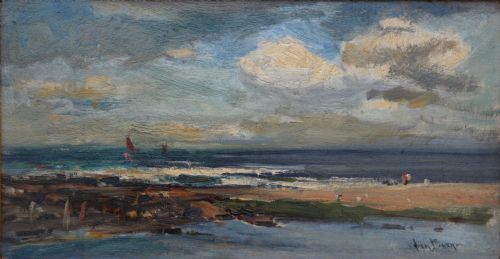 Owen Bowen R.o.i., P.r.cam.a. (1873-1967) 'The Yorkshire Coast' Oil on Board 10" X 19".
