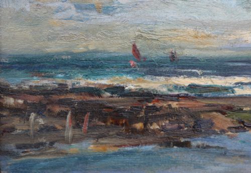 fig 3. Owen Bowen R.O.I., P.R.Cam.A. (1873-1967) 'The Yorkshire Coast' Oil on board 10