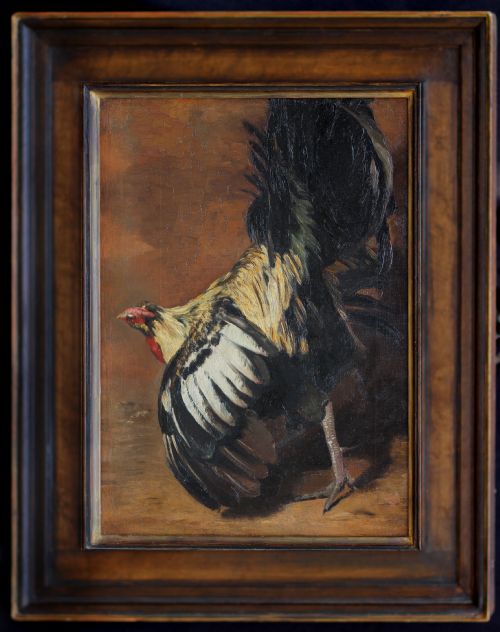Henry Sykes R.b.a. (1855-1921) 'The Cockerel' Oil on Canvas, 16" X 12".