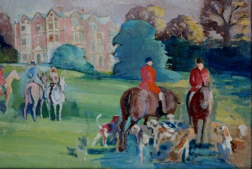 fig 1. Donald Wood (1889-1953) 'The Hunt Meet' (in the grounds of a country estate).