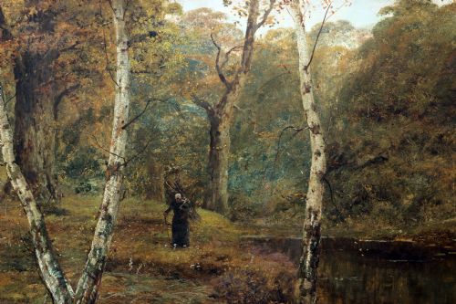 fig 2. Large Oil on Canvas by Frederick (Fred) Hines. (Exh: 1877-1897) 'A Stream in Sherwood Forest'